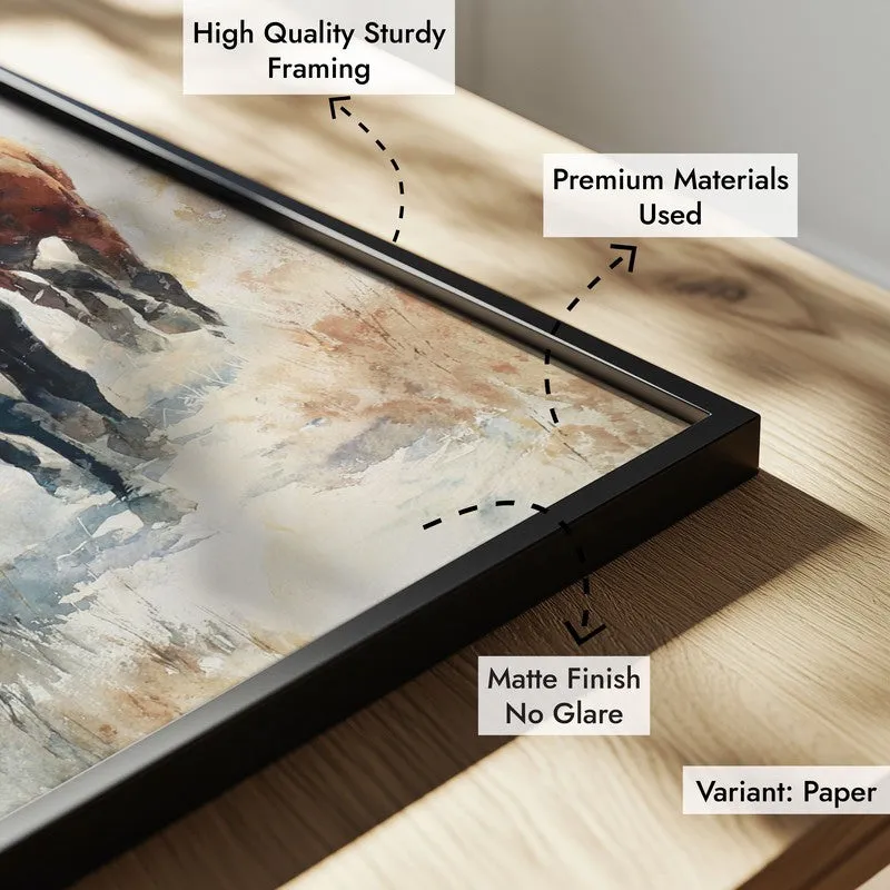 Running Horse Symphony Wall Painting With Black Frame media 9
