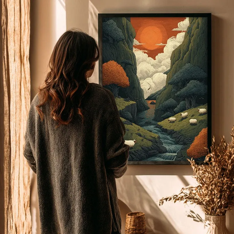 Aurora Valley Canvas Wall Painting - Black Frame media 4