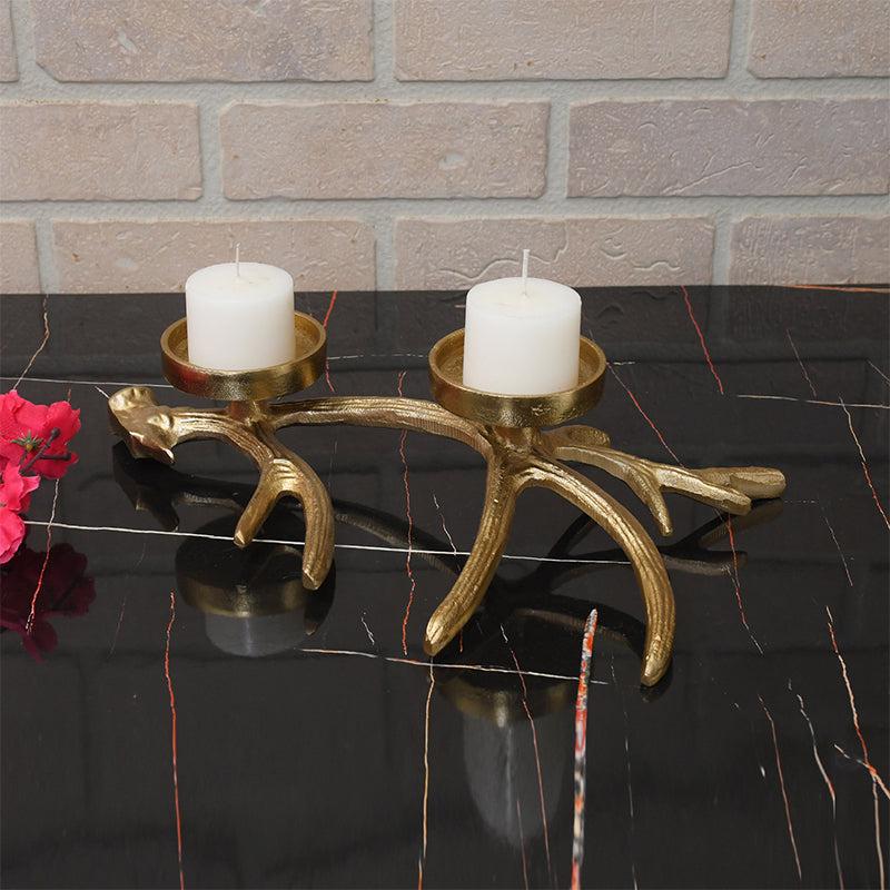 Antler Charm Candle Holder - Golden