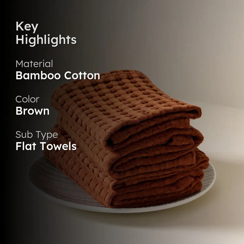 Cloud Soft Waffle Face Towel (Brown) - Set Of Four media 2