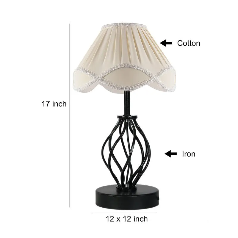 Aurelinea Cotton Table Lamp With Wooden Base - Ivory media 9