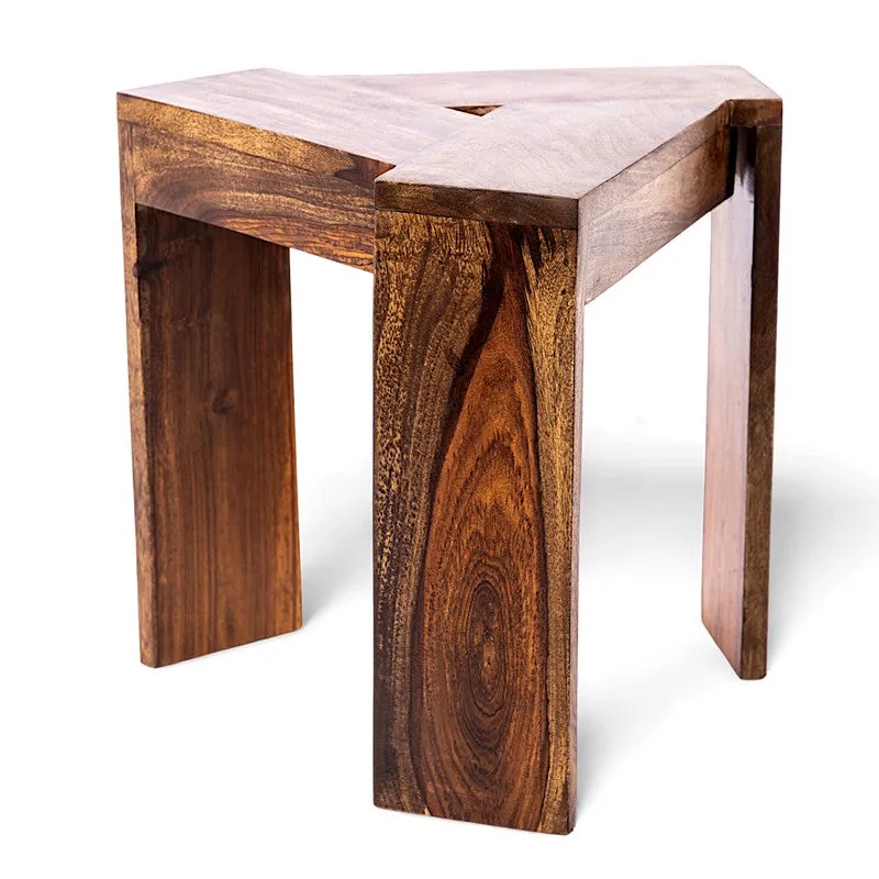 Jverox Sheesham Wooden Side & Bedside Table - Brown media 4