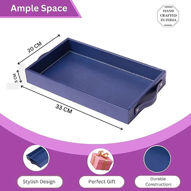 Estora Faux Leather Serving Tray - Blue media 7