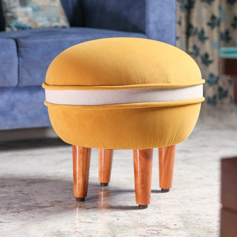 Contemporary Velvet Footrest Ottoman  Yellow media 4