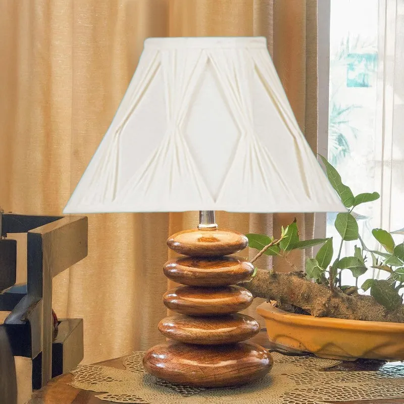 Lurvex Cotton Table Lamp With Wooden Base - White media 4