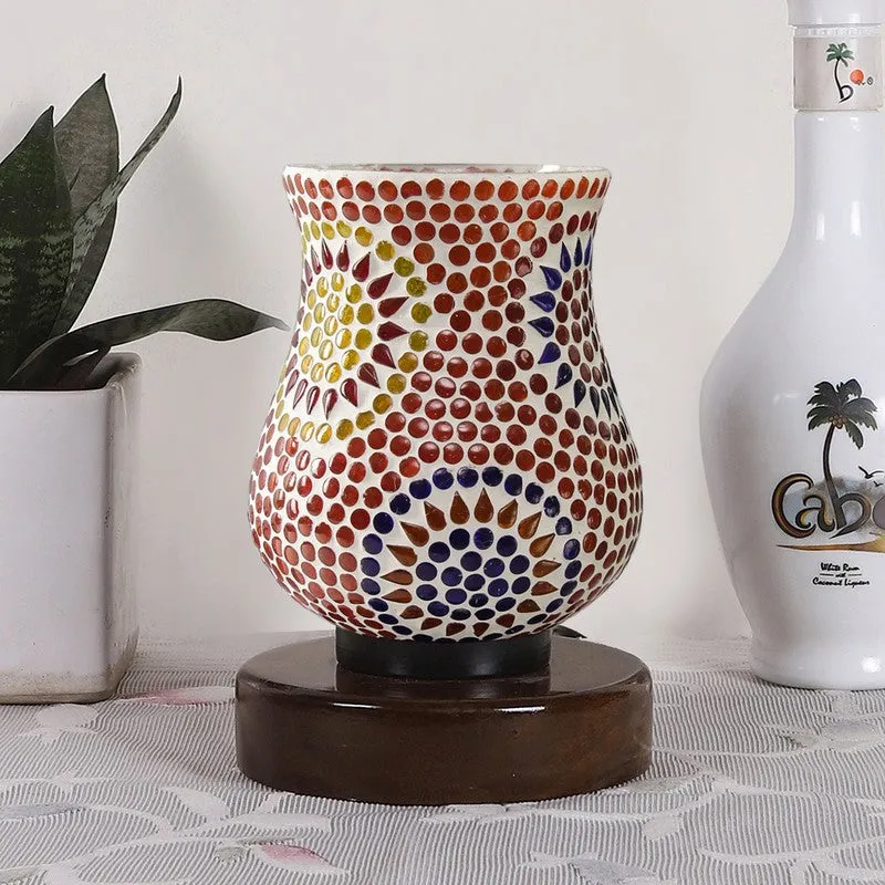 Crystalin Mosaic Glass Table Lamp With Wooden Base - Multicolor media 4