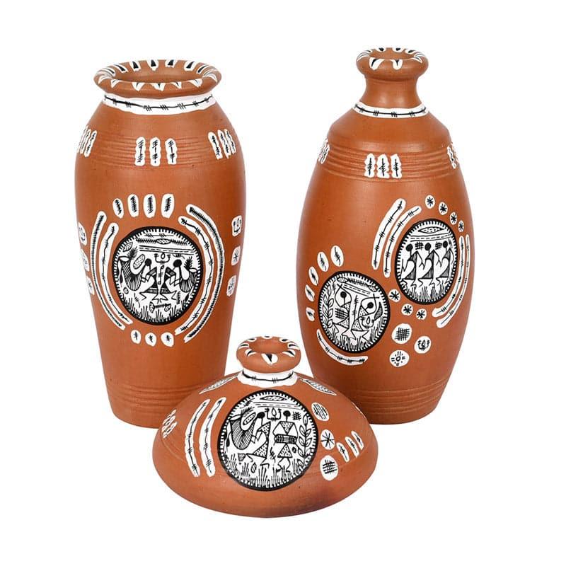 Aspari Tribal Terracotta Vase - Set Of Three media 3