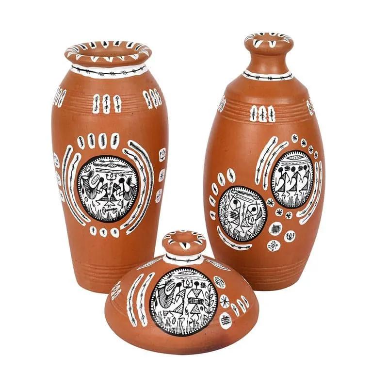 Aspari Tribal Terracotta Vase - Set Of Three media 3