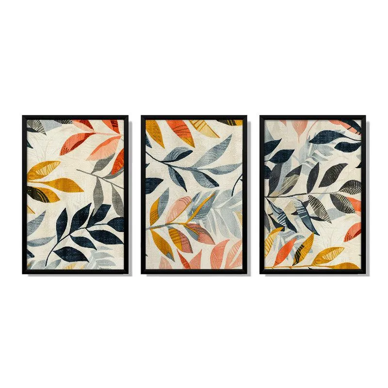 Sun-Kissed Leaves Wall Art With Frame - Set Of Three media 3