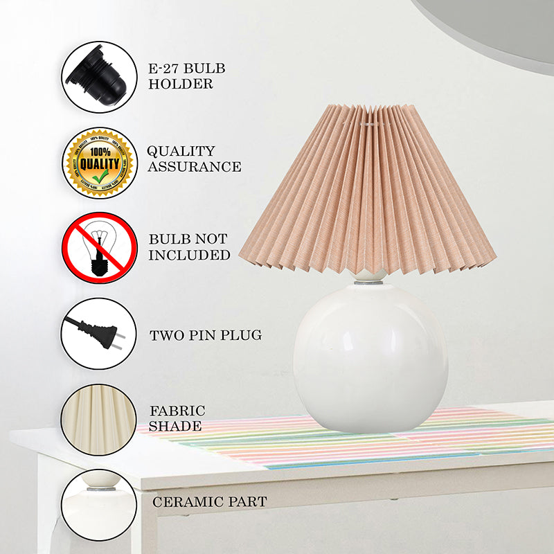 Ibex Pleated Fabric Table Lamp - Peach,White media 6
