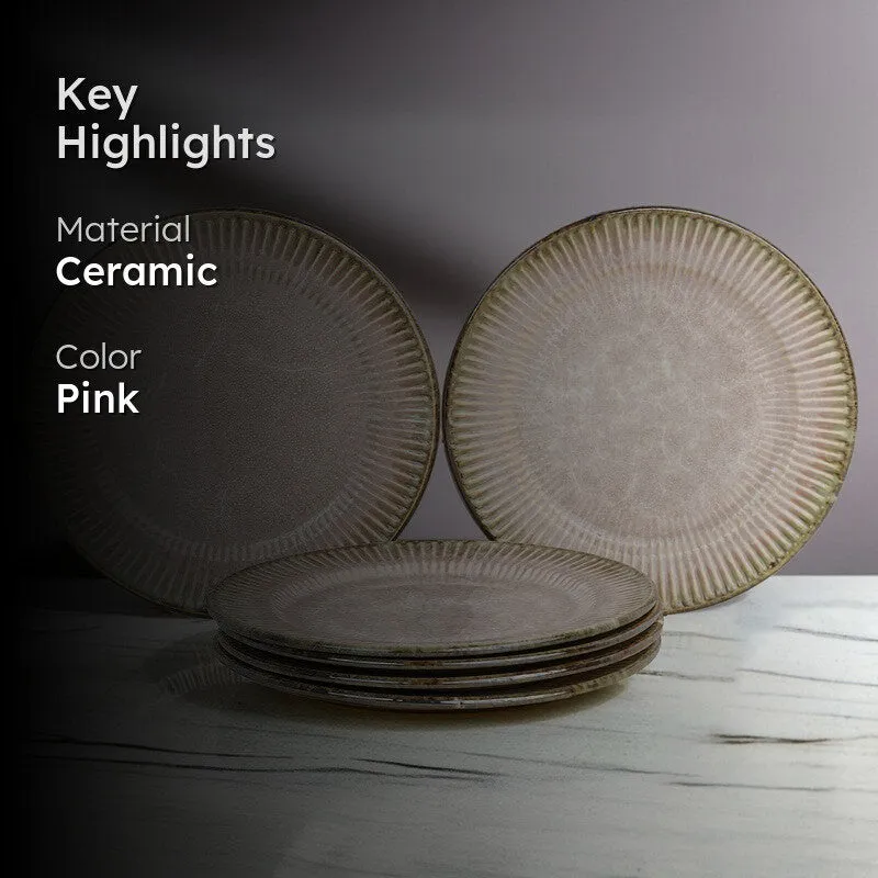 Mintora Pink Ceramic Dinner Plate - Set Of Six media 2