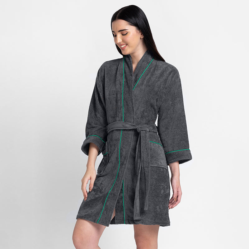 Nautica Cashmere Dreams Cotton Bath Robe - Dark Grey media 5