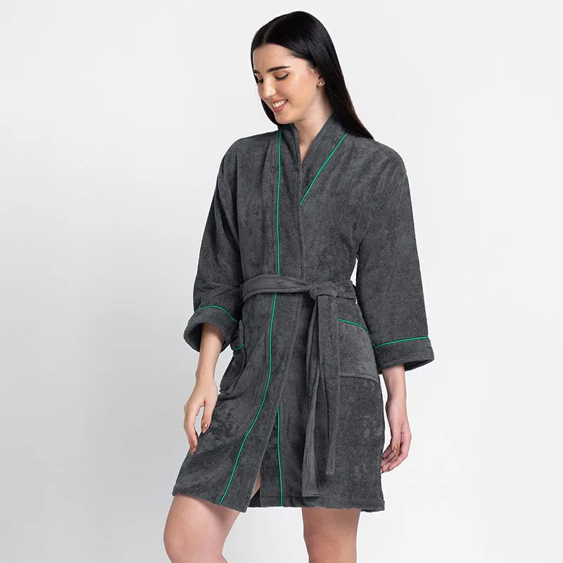 Nautica Cashmere Dreams Cotton Bath Robe - Dark Grey media 5