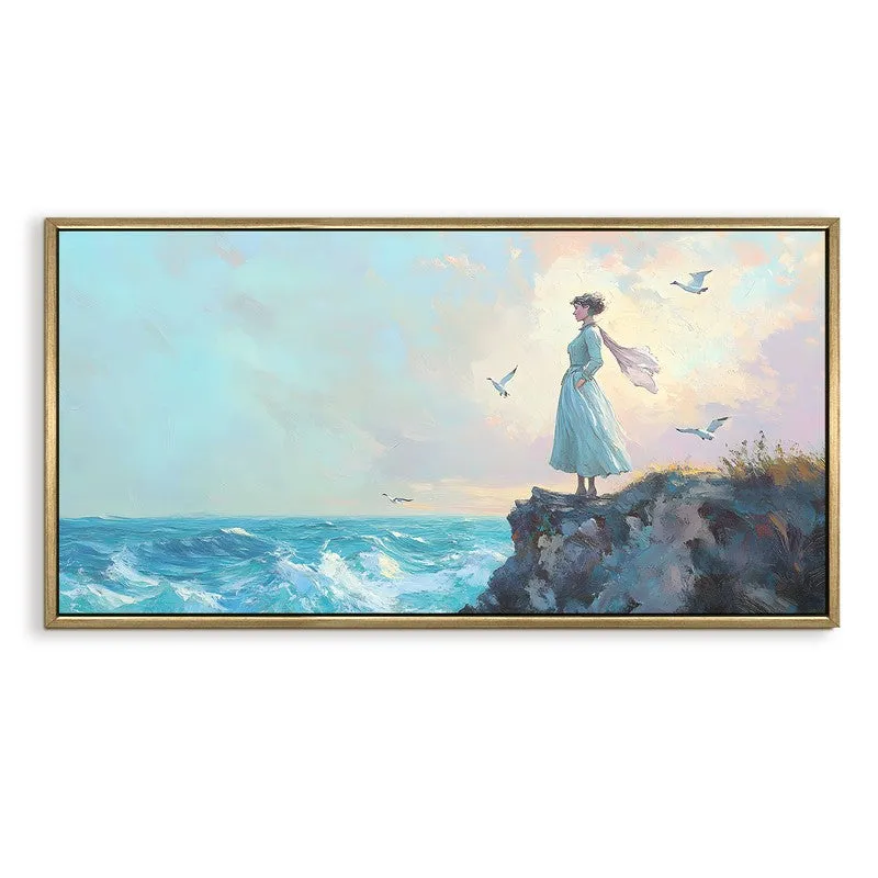 Cliffside Reverie Canvas Wall Painting With Frame media 3
