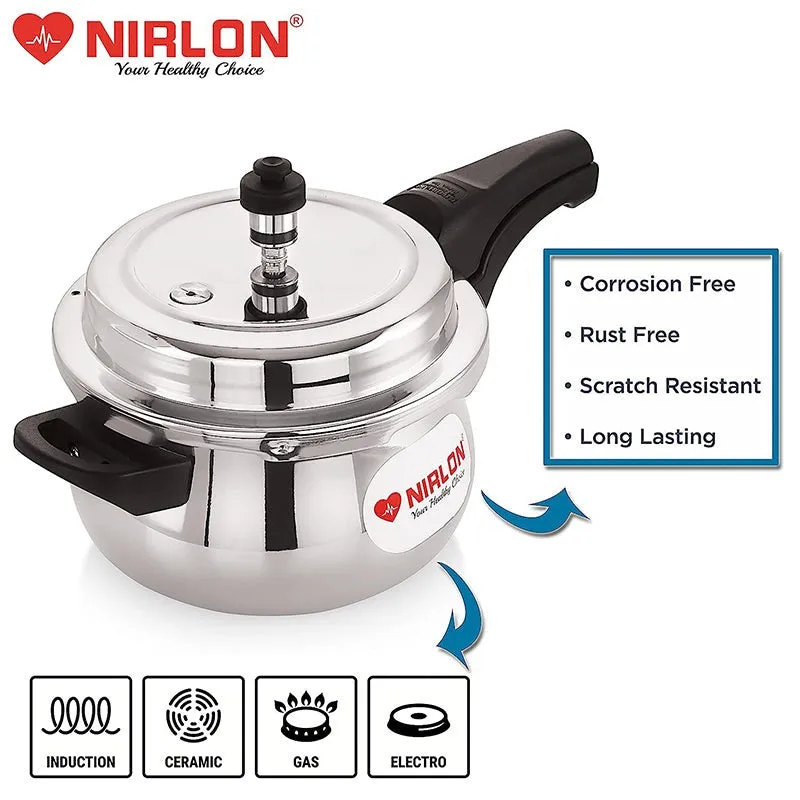 Nirlon Steel Pressure Cooker - 3000 mL/ 8 Inches media 6