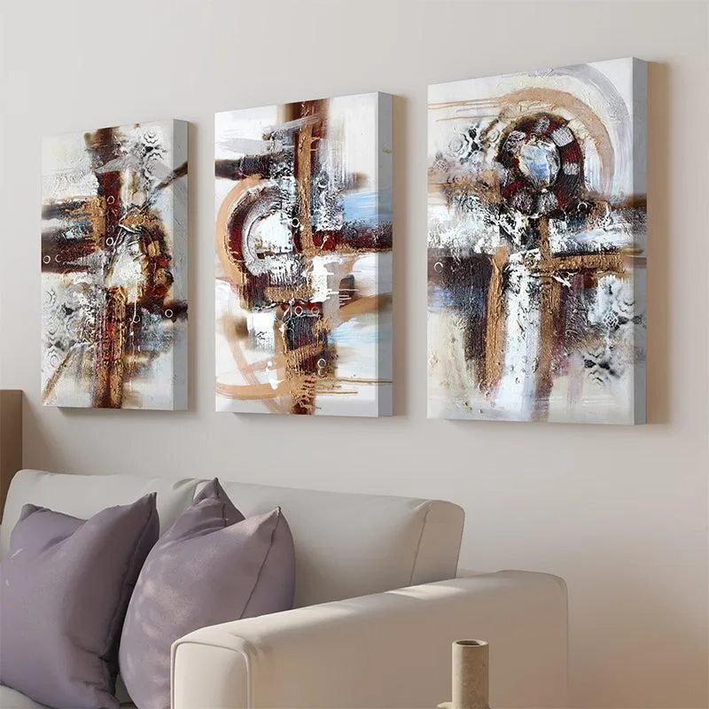 Blaiso Abstract Canvas Wall Painting - Set Of Three media 1