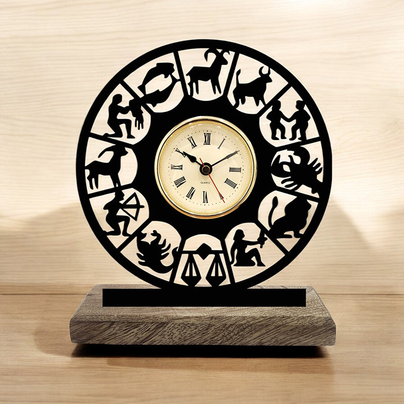 Zodiac Noir Analog Table Clock