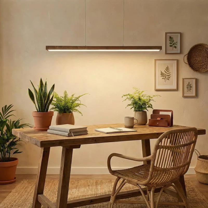 Helia Linear LED Wooden Ceiling Lamp - Brown media 3