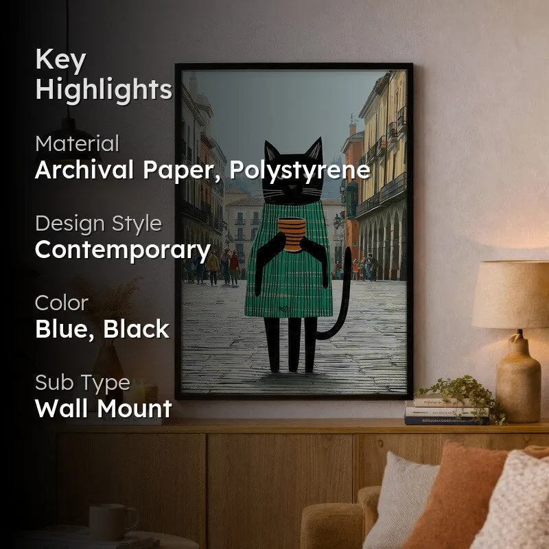 Voyage Cat Wall Painting With Frame media 2