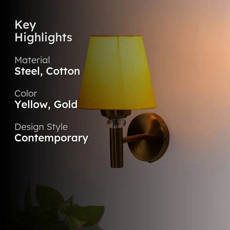 Aquilla Steel & Cotton Wall Lamp - Yellow media 2