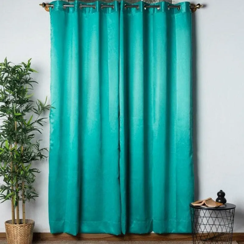 Swayam Blue Castle Polyester Curtain media 1