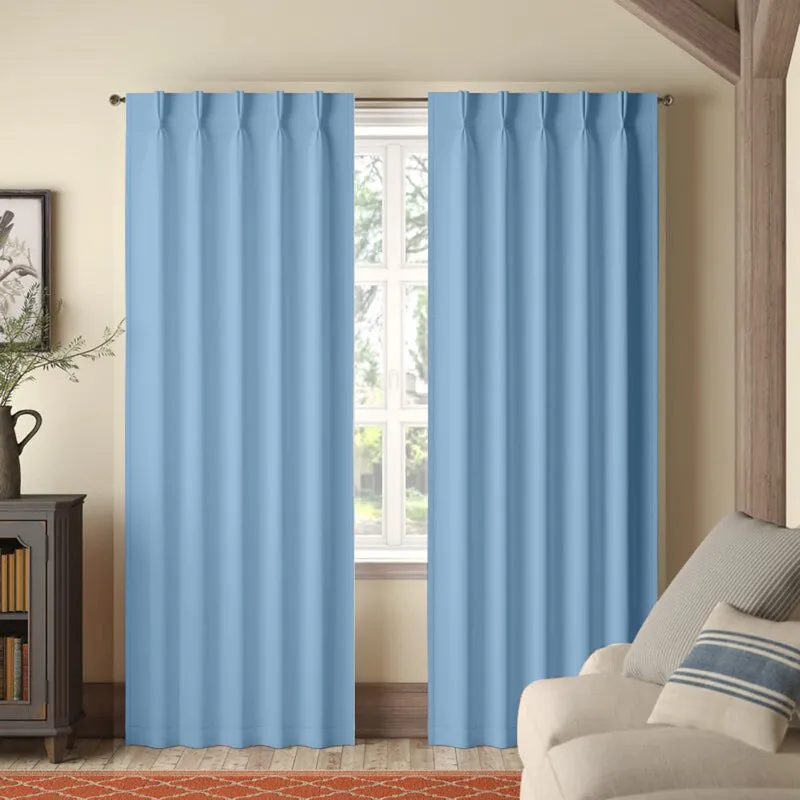 Imora Double Pinch Pleat Medium Width Curtain - Sky Blue media 1
