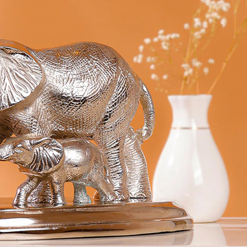 Elegant Silver Elephant Showpiece - Aluminum Animal Figurine media 5