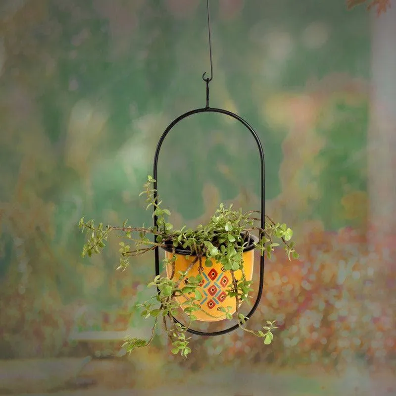 Yellow Love Oval Hanging Planter media 1