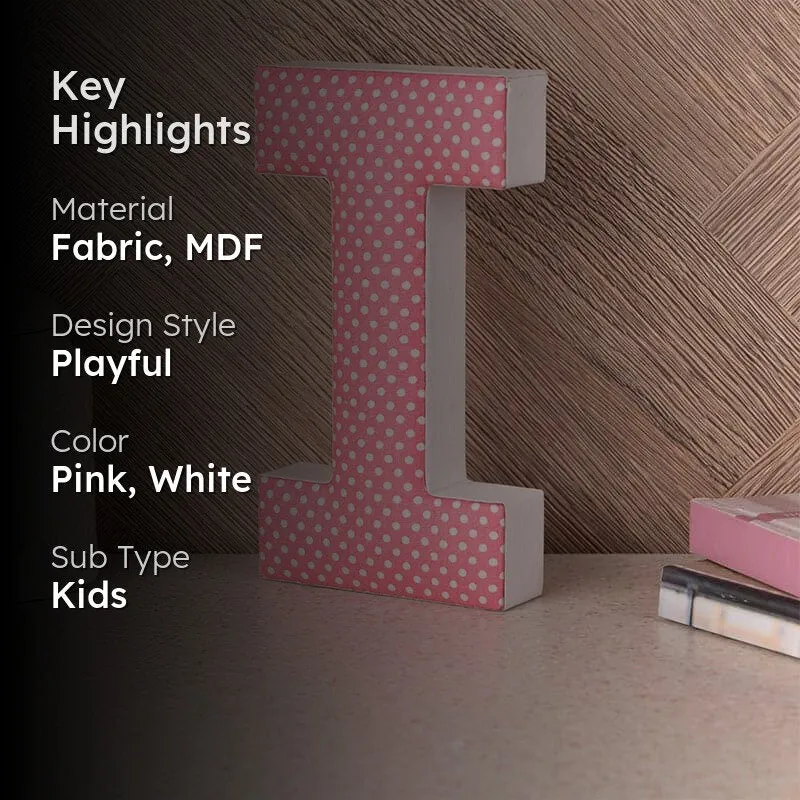 Alphabet I Polka MDF & Fabric Wall Accent media 2