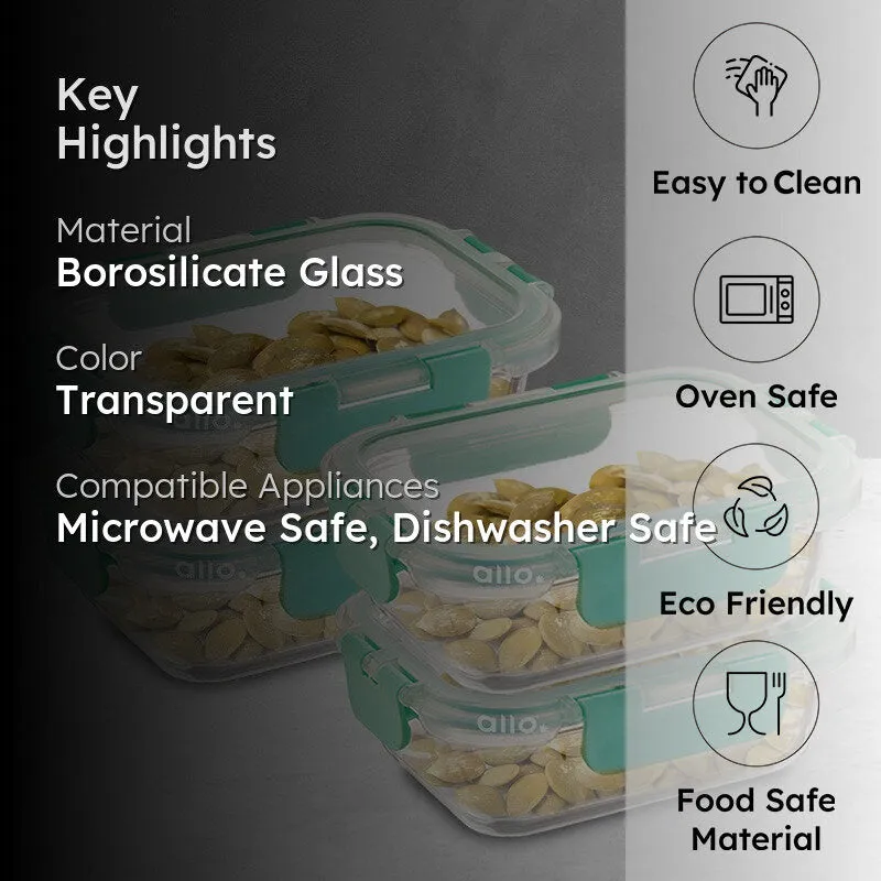 Zentro Leak Proof Glass Lunch Box (185 mL Each) - Set Of Four media 2