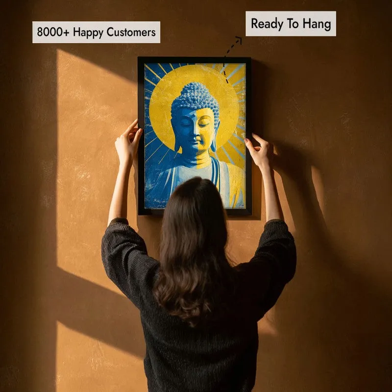Buddha In Golden Aura I Archival Paper Wall Painting With Black Frame media 7