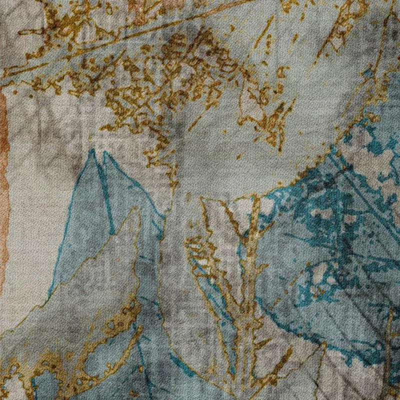 Elrond Abstract Polyester Anti-Skid Carpet - Brown & Blue media 4