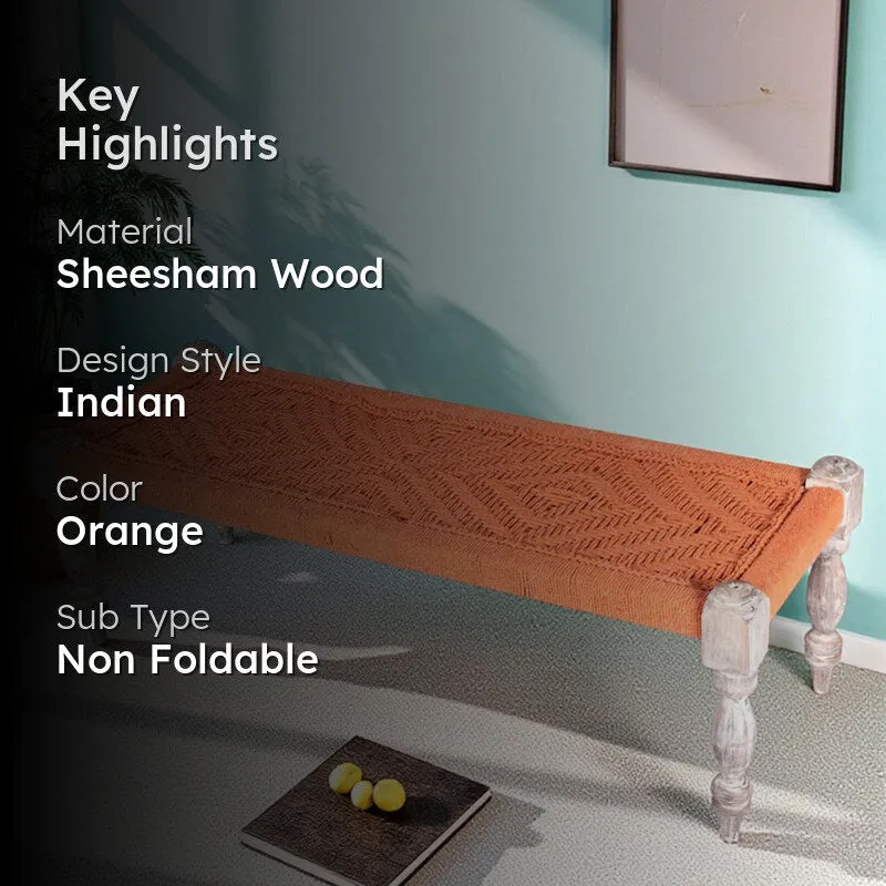 Crixo Sheesham Wooden Bench - Orange media 2