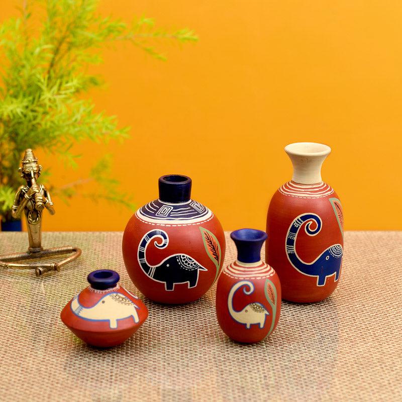 Marjan Ethnic Terracotta Vase - Four Piece Set