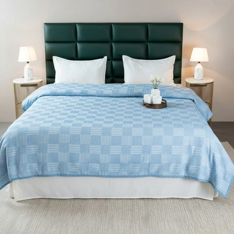 GridForm  Cotton Bedsheet (Blue) - 300 TC media 1