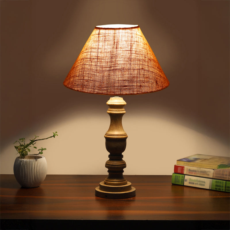 Sienna II Carve Wooden Table Lamp - Brown
