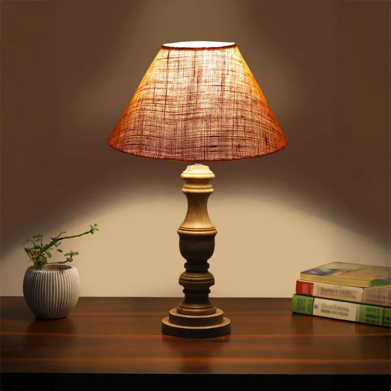 Sienna II Carve Wooden Table Lamp - Brown media 1