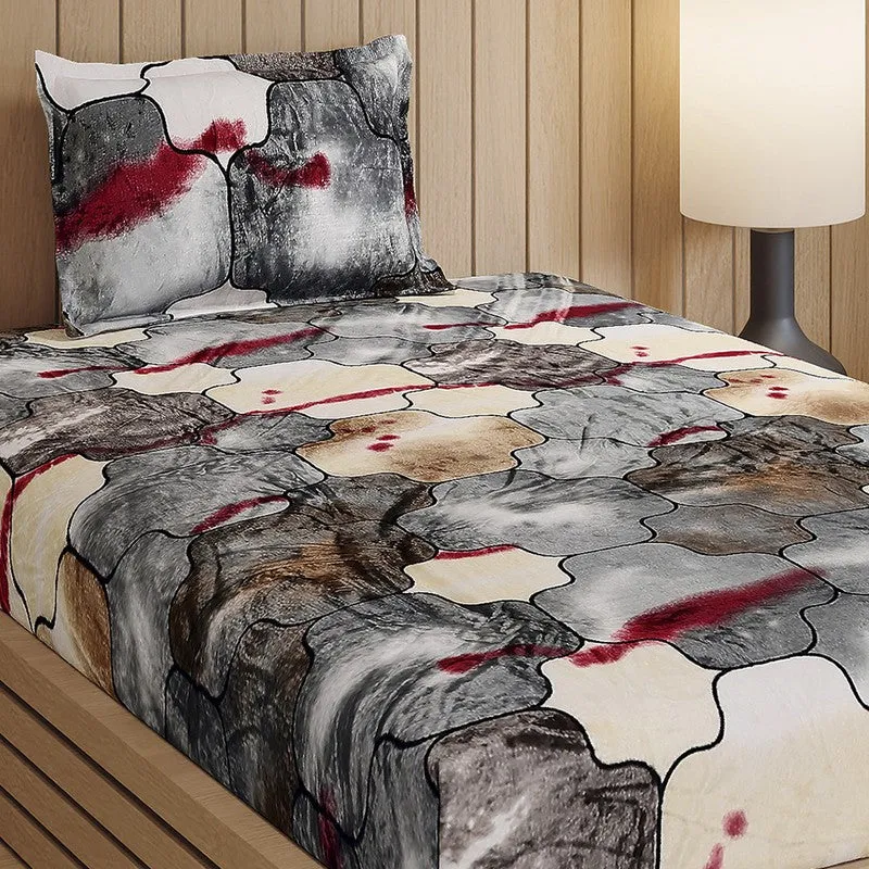 Monte Carlo Ethereo Bedsheet (Grey,Beige) - 280 GSM media 3