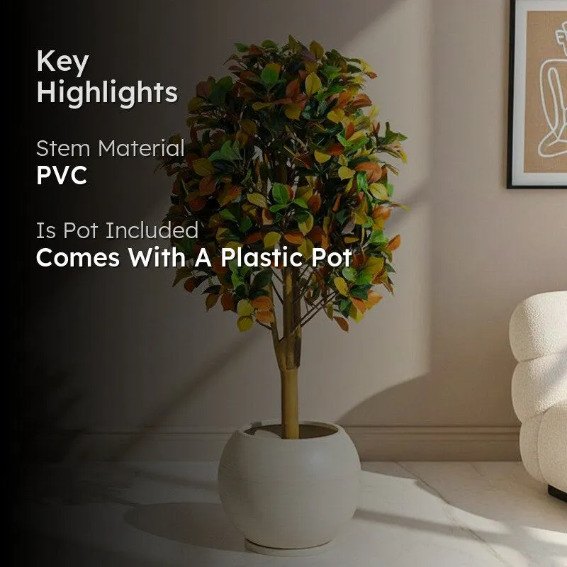 Verdis Artificial Ficus With Black Plastic Pot - 4 Feet - 2