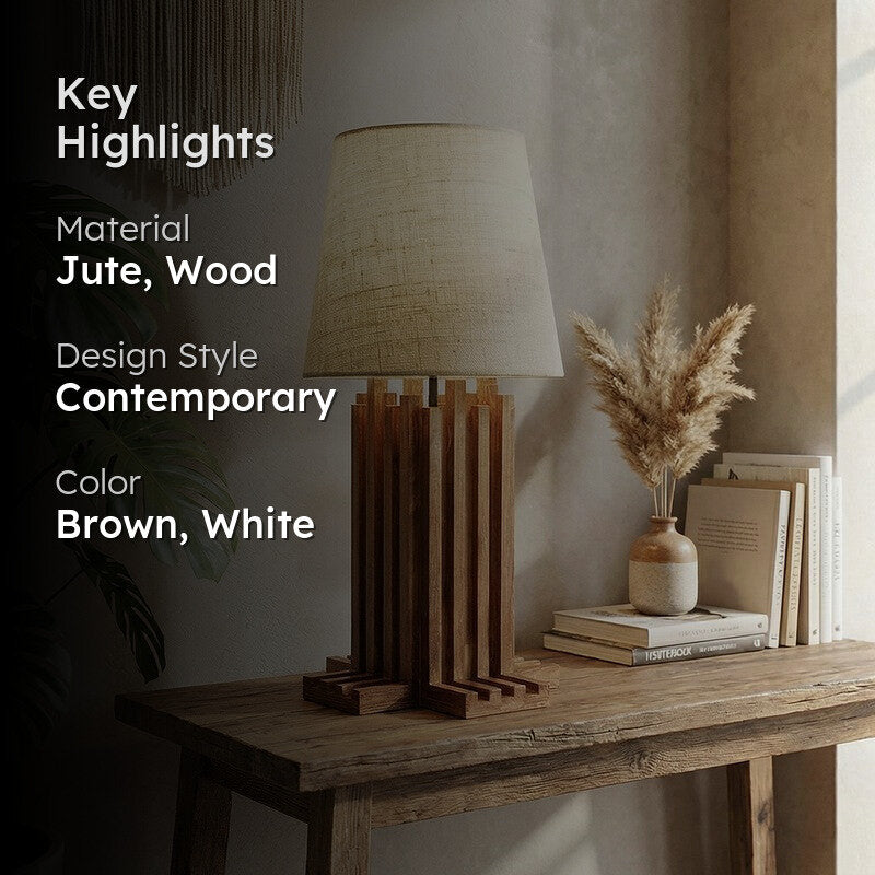 Isar Jute Table Lamp - Brown,White media 2
