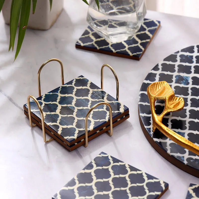 Cromo Grid MDF Platter With Coaster - Eight Piece Set media 3