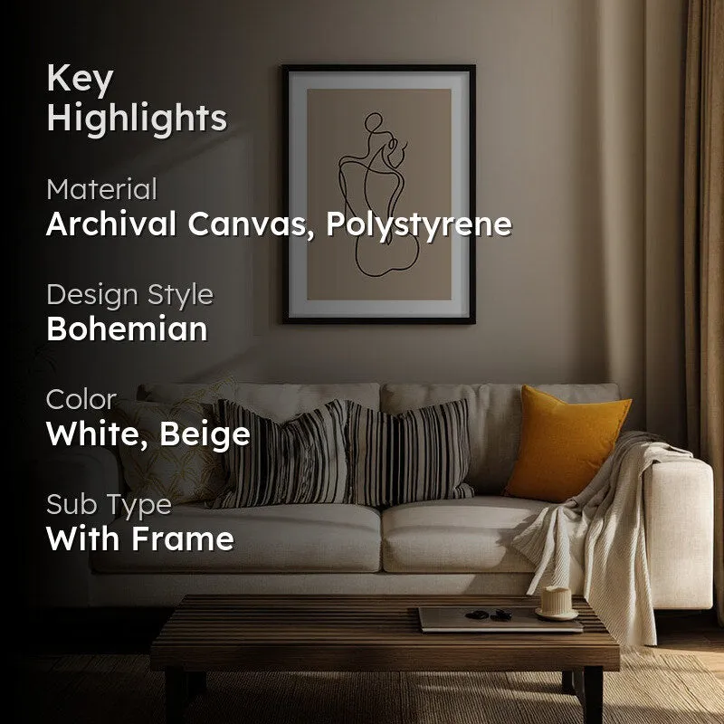 Vellum Nude Canvas Wall Painting With Black Frame media 2