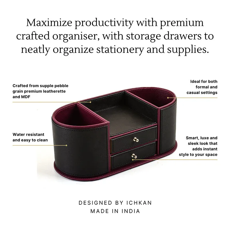 Tisca Curve Faux Leather Desk Organizer - Black media 3