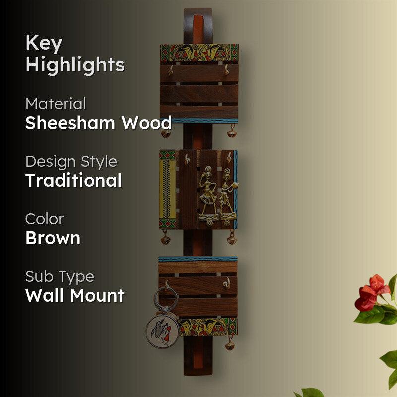 Totem Handpainted Sheesham & Teak Wood Key Hook image 2