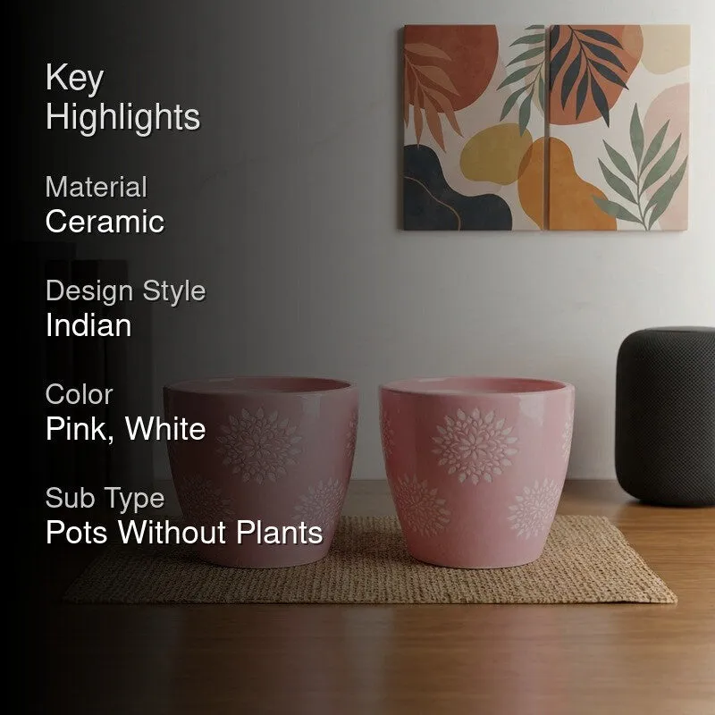 Flora Blush Ceramic Planter (Pink) - Set of Two media 2