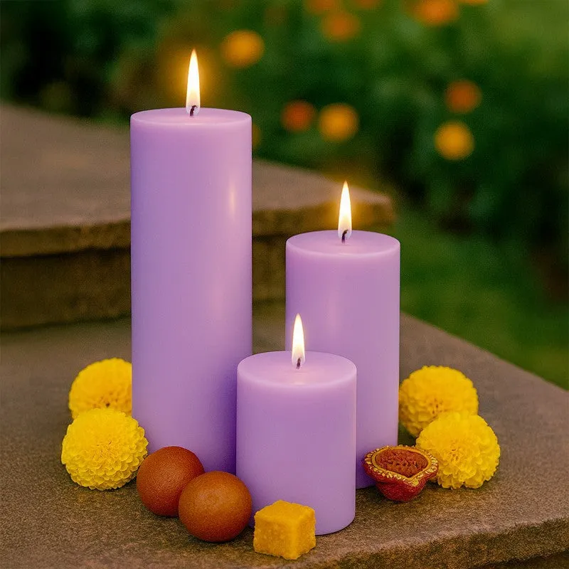 GlowHaven Premium Decorative Candle (Purple) - Set Of Three media 3