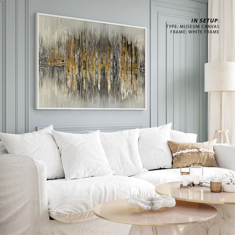 Golden Abstract Landscape Canvas Wall Painting - Black Frame media 3