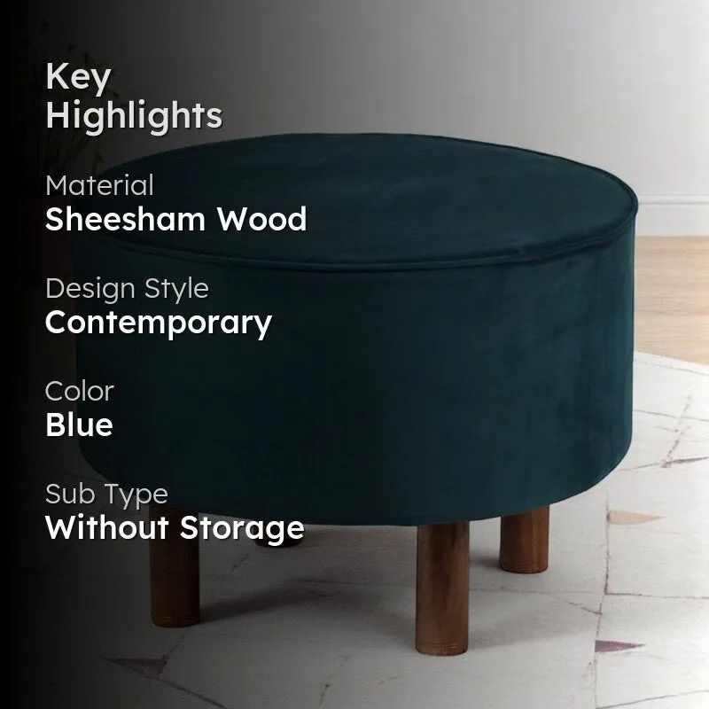 Irixon Sheesham Wooden Ottomans - Blue media 2