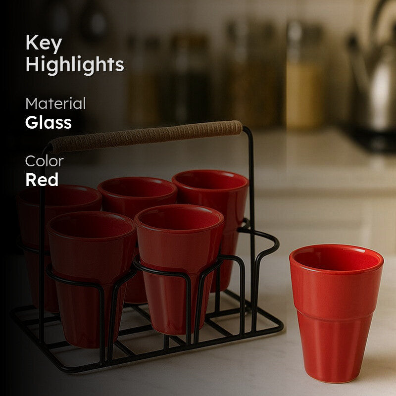 Terra Vibe Kulhad (120 mL,Red) - Seven Piece Set media 2