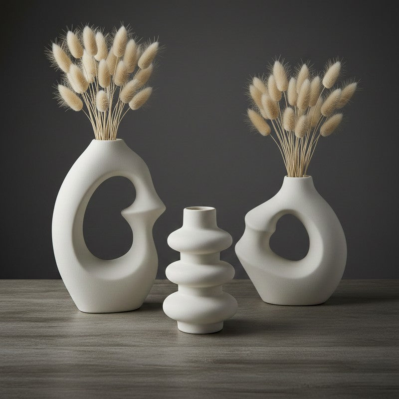 Stackra Totem Stacked Ceramic Vase (Ivory) - Set Of Three media 6